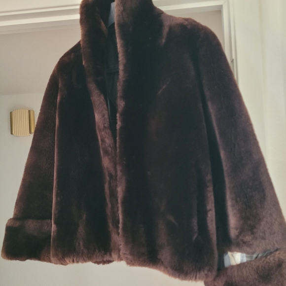 Short Brown Mouton Fur Vintage Coat '50s - Picture 2 of 12